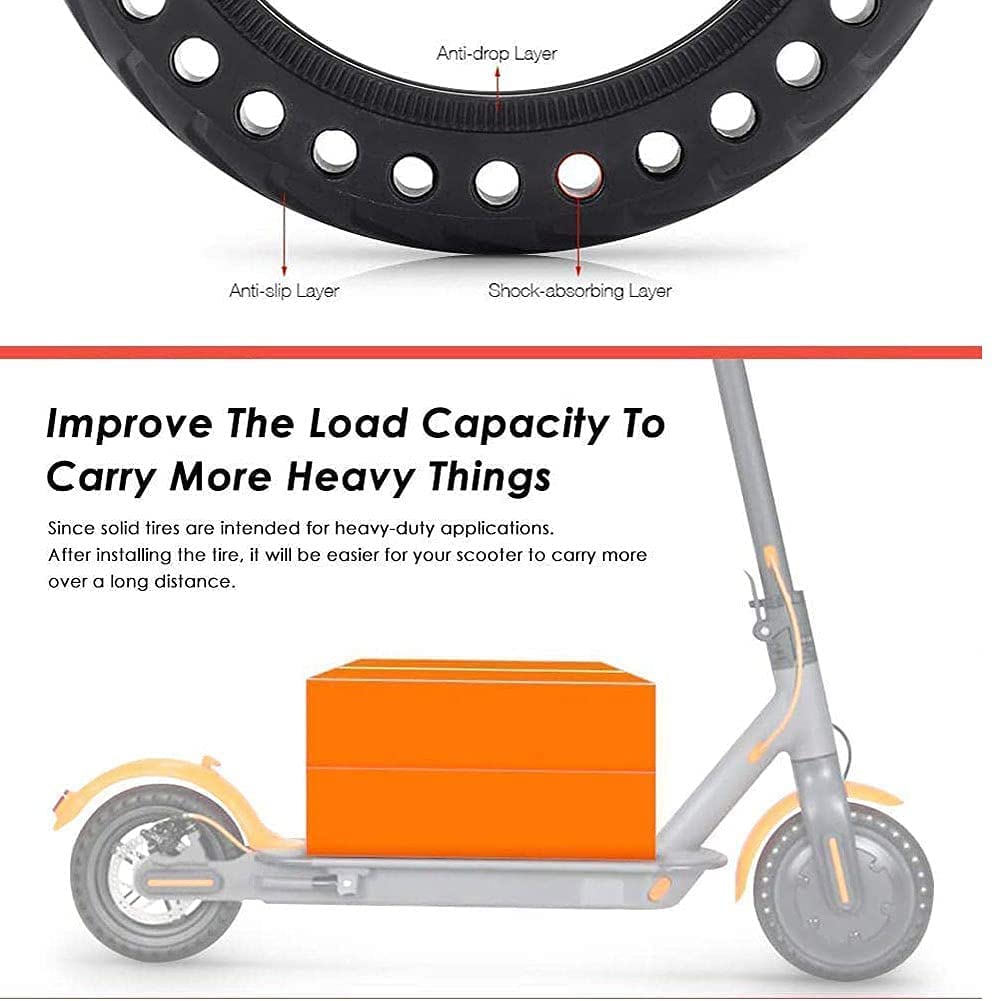 Pneu de Scooter électrique, 8,5 Pouces Anti-déflagrant pour Scooter électrique en nid d'abeille Avant/arrière Roue de Rechange Pneu de Rechange sans air Taille de Pneu 2 Pack
