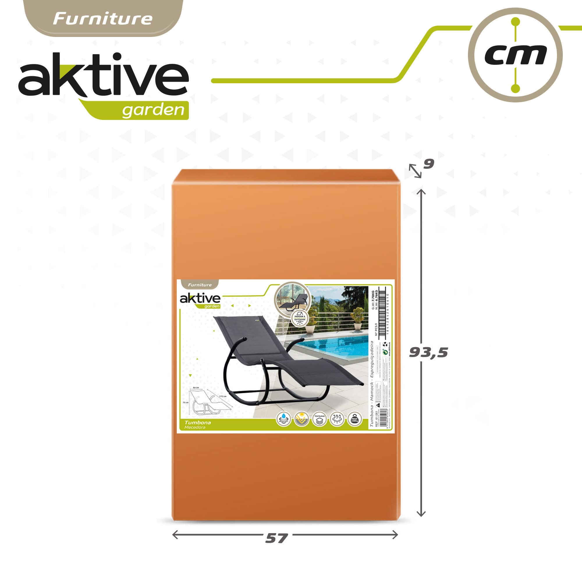 AKTIVE tumbona Textileno 60x172x75cm