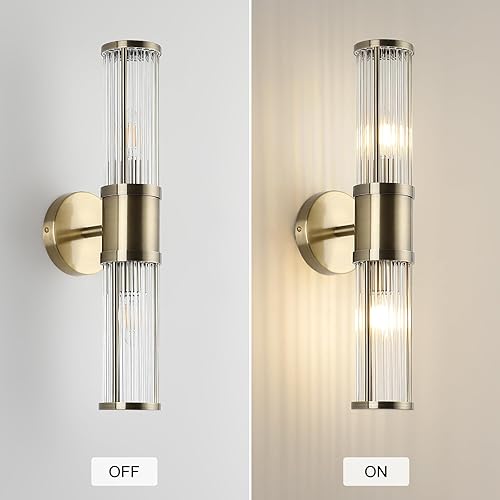 Miniatura 3 de Lámpara de pared con varillas de vidrio para interiores, de bronce antiguo, accesorios de tocador para baño, junto al espejo, lámparas de