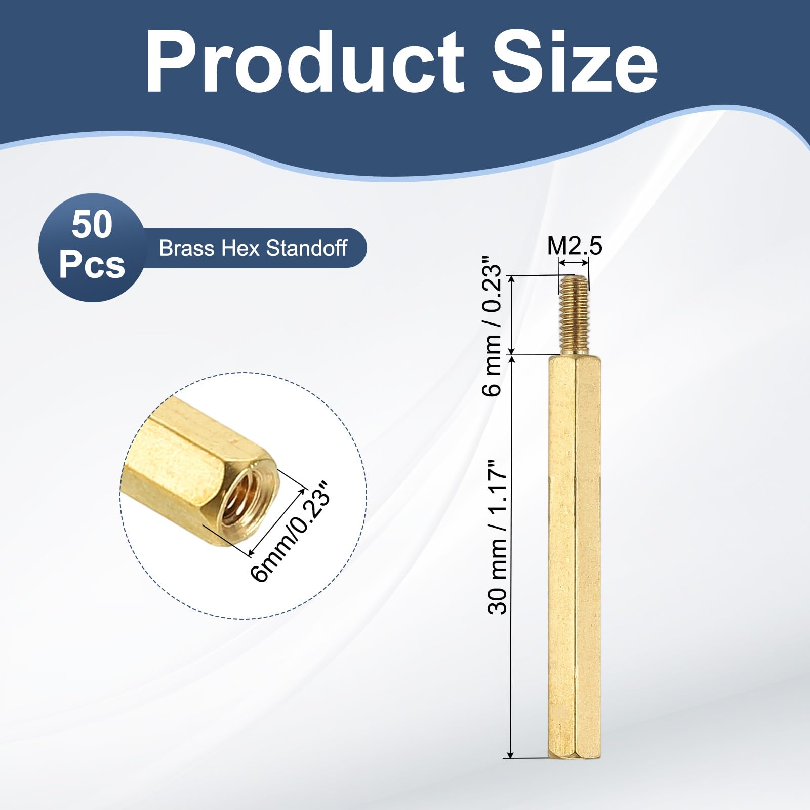 PATIKIL M2.5 Brass Hex Standoff - Image 2