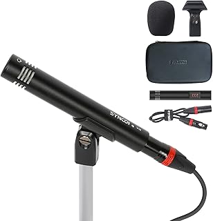 Small Diaphragm Microphone, SYNCO Mic-V10 Condenser Hyper Cardioid Studio Mic with Inbuilt Amplifier for Acoustic Instrument & Group Vocal Recording, Small-Diaphragm-Condenser-Microphone-Instrument