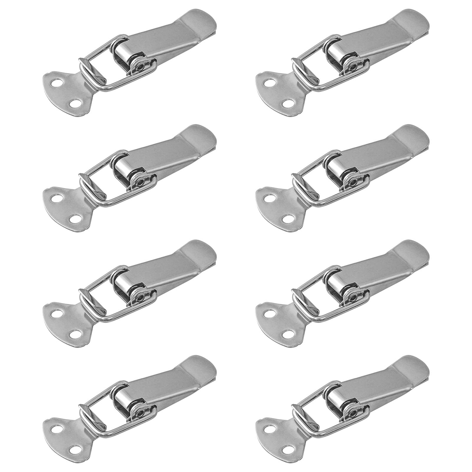 Buxiugk Hs-010 8Pcs Toggle Latch Catch Clamp Stainless Steel Spring Loaded For Case Box,Toolbox,Drawer,Cabinet,Chest Trunk - Silver