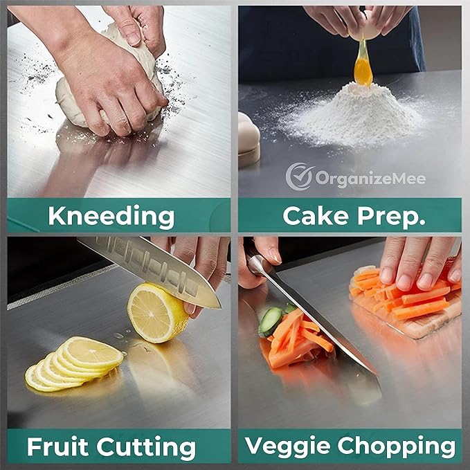 Image of Btop Stainless Steel Chopping Board, Corrosion Resistant, Waterproof, Rust-Proof, Professional Kitchen Equipment (Steel Reguler Size H Chopping Board)