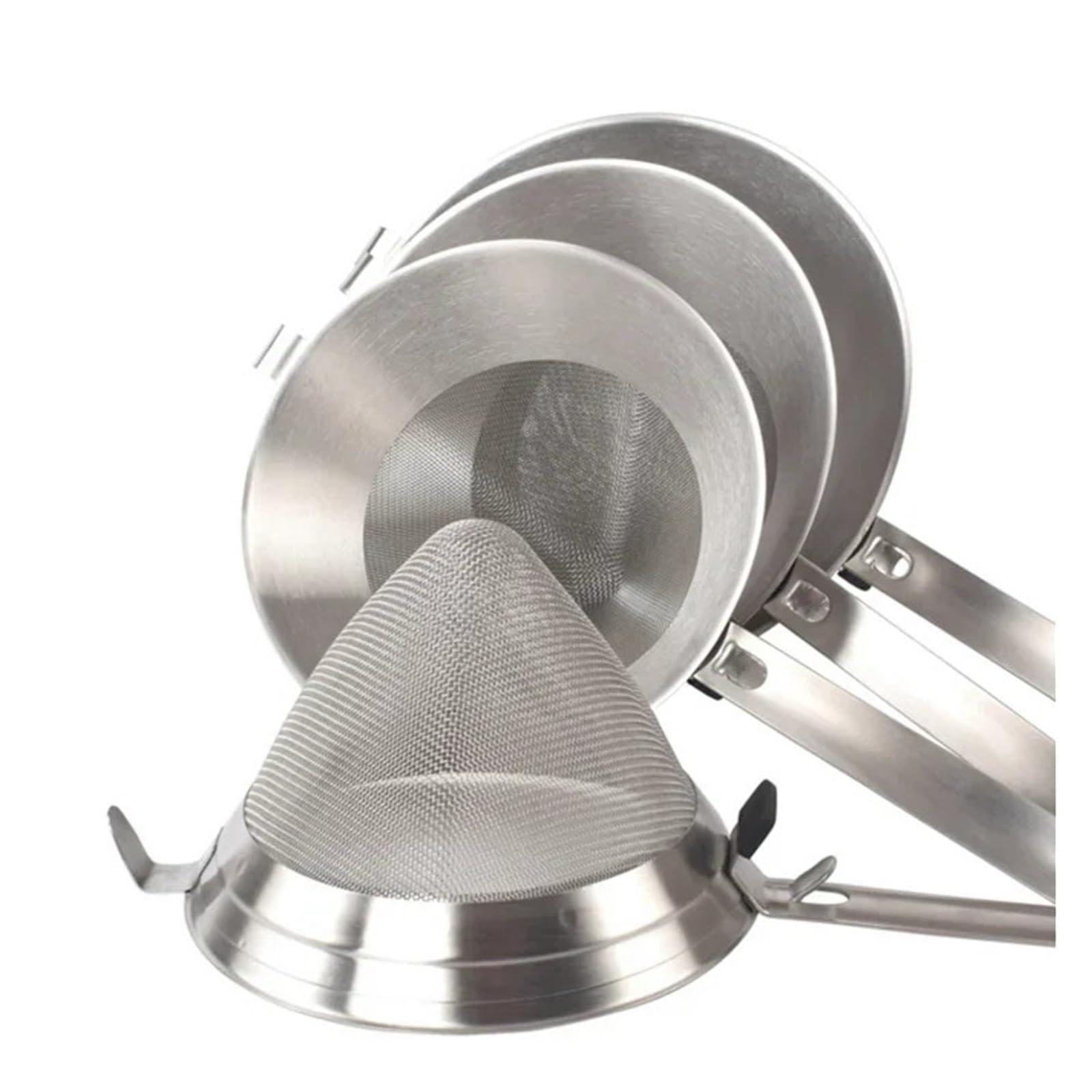 Embudos de cocina, embudos, embudos metálicos pequeños, herramienta de barra, embudo grande de malla de hilo deslizante de acero inoxidable 304 con asa, embudo cónico de filtro, filtro for residuos de