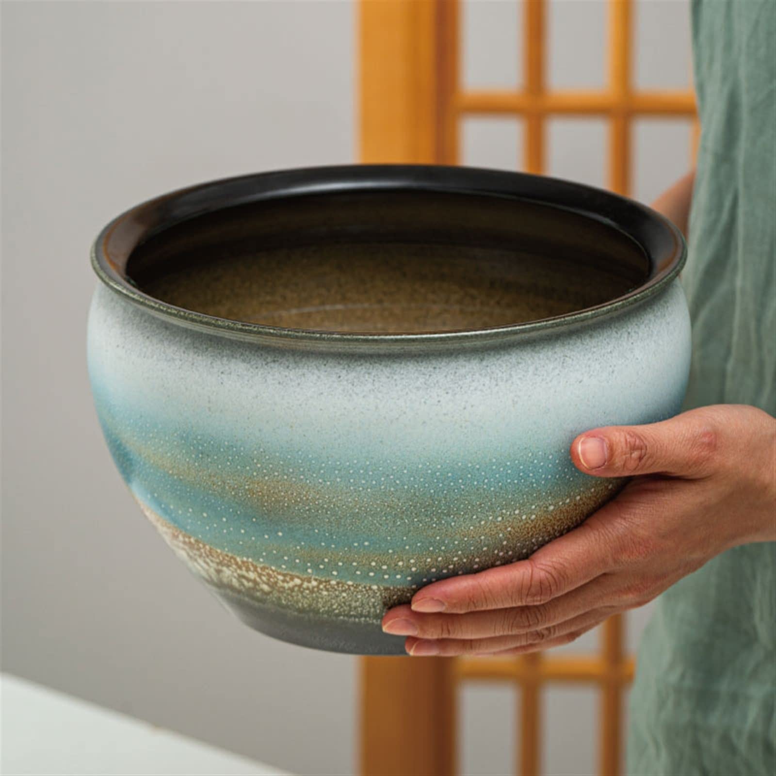 Doniczka na rośliny doniczkowe, doniczki ceramiczne, duży okrągły pojemnik na rośliny rustykalne na soczyste orchidee, doniczki do wnętrz i na zewnątrz