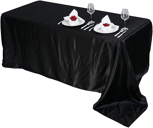 BalsaCircle Mantel rectangular de satén negro de 90 x 156 pulgadas para mesa de boda, fiesta, recepción, eventos, cocina y comedor disponible en Yaxa Peru