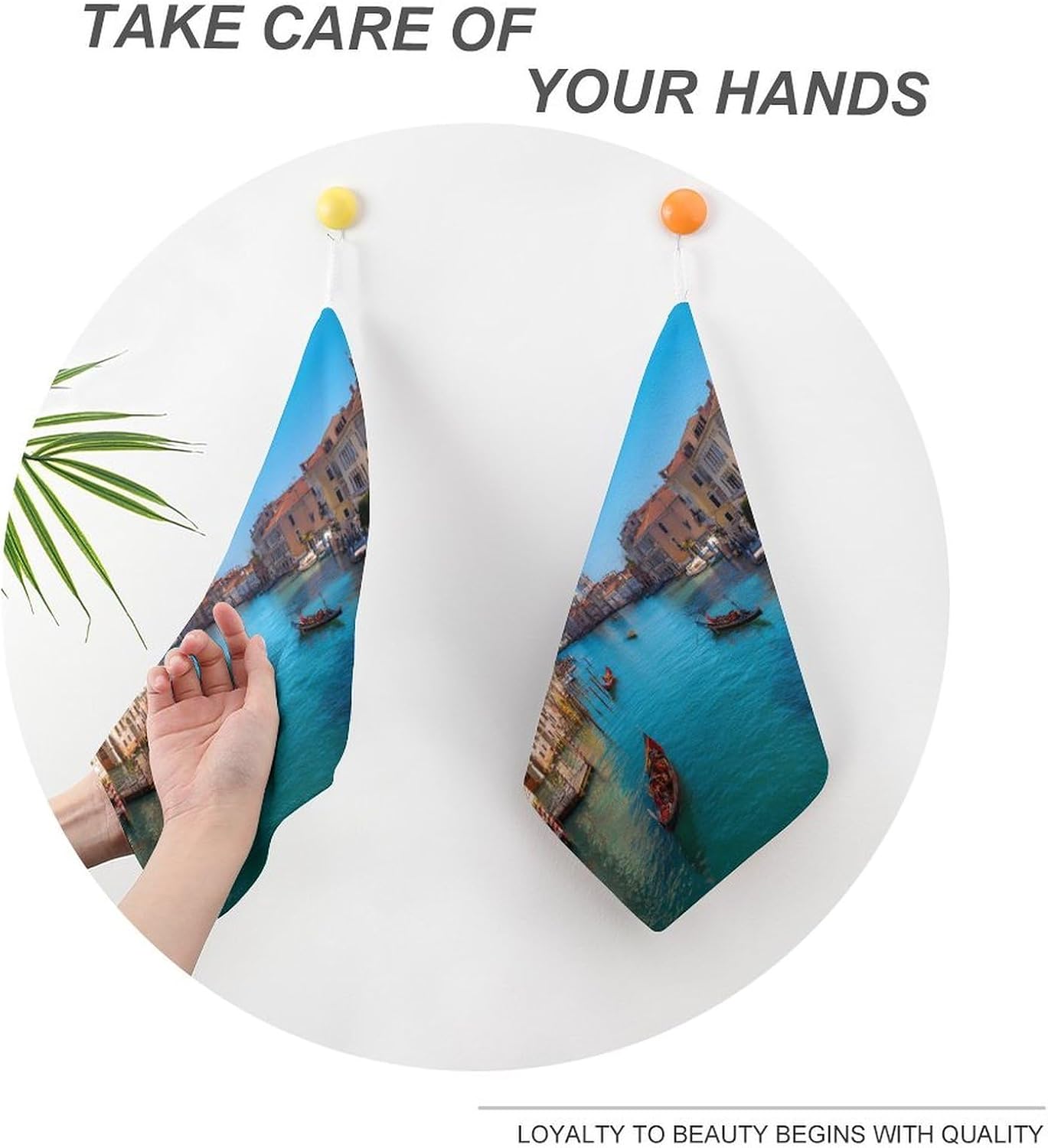 Venice Italy Boats Gondolas Europe Microfiber Hand Towels for Bathroom Soft Absorbent Bath Kitchen Towel with Hanging Loop 4PCS