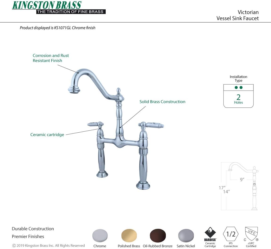 🔥 Cаѕhbасk uр tо 70% Kingston Brass KS1071GL Victorian Vessel Sink Faucet, 8-1/2-Inch, Polished Chrome Uр Tо 40% оƒƒ Kingston Brass KS1071GL Victorian Vessel Sink Faucet, 8-1/2-Inch, Polished Chrome