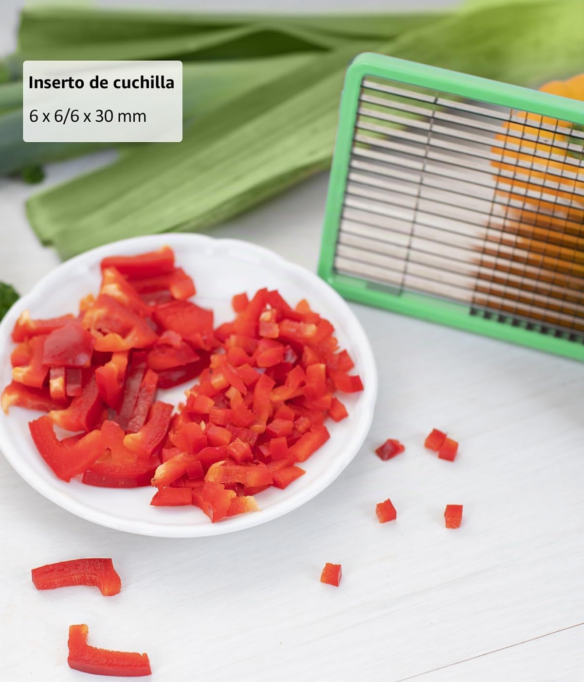 Genius Nicer Dicer Chef S - Juego de 7 utensilios para cortar verduras y tomates, color verde