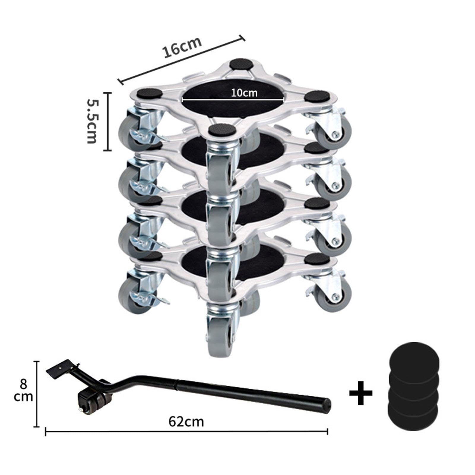 9 Stück Möbelheber Möbelroller Möbeltransporter Möbelgleiter Aus Robustem Kohlenstoffstahl mit 360 Grad Drehbaren Rollen Und Samtigen Anti Rutsch Pads, 16 cm x 5.5 cm