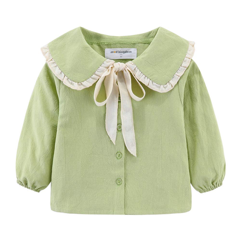 Mud Kingdom Camisa de manga larga con cuello Peter Pan y lazo, uniforme escolar