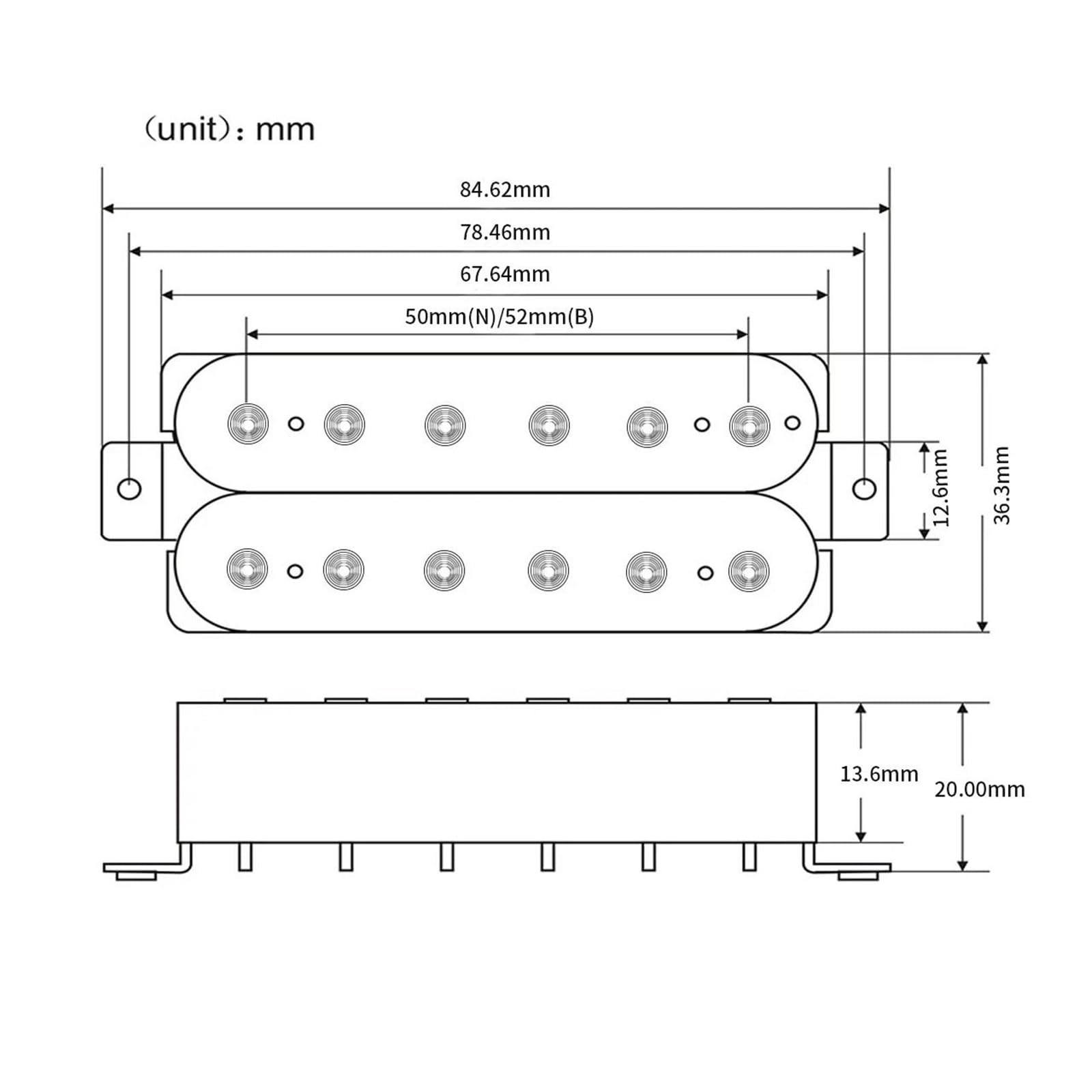 Przetwornik Gitary Elektrycznej 1 Szt Alnico 2 Guitar Hue Coil Electric Pickup 4 Przewody Pasujące Do Szyi/mostka(White Neck)