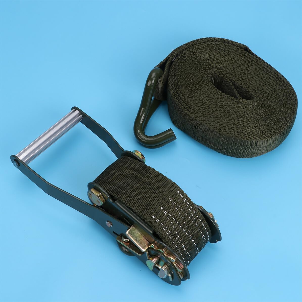 Heavy Duty Polyester Ratchet Straps with Metal Buckle Durable Tie Down Cargo Belt for Truck Motorcycle ATV Bicycle Securing and Towing
