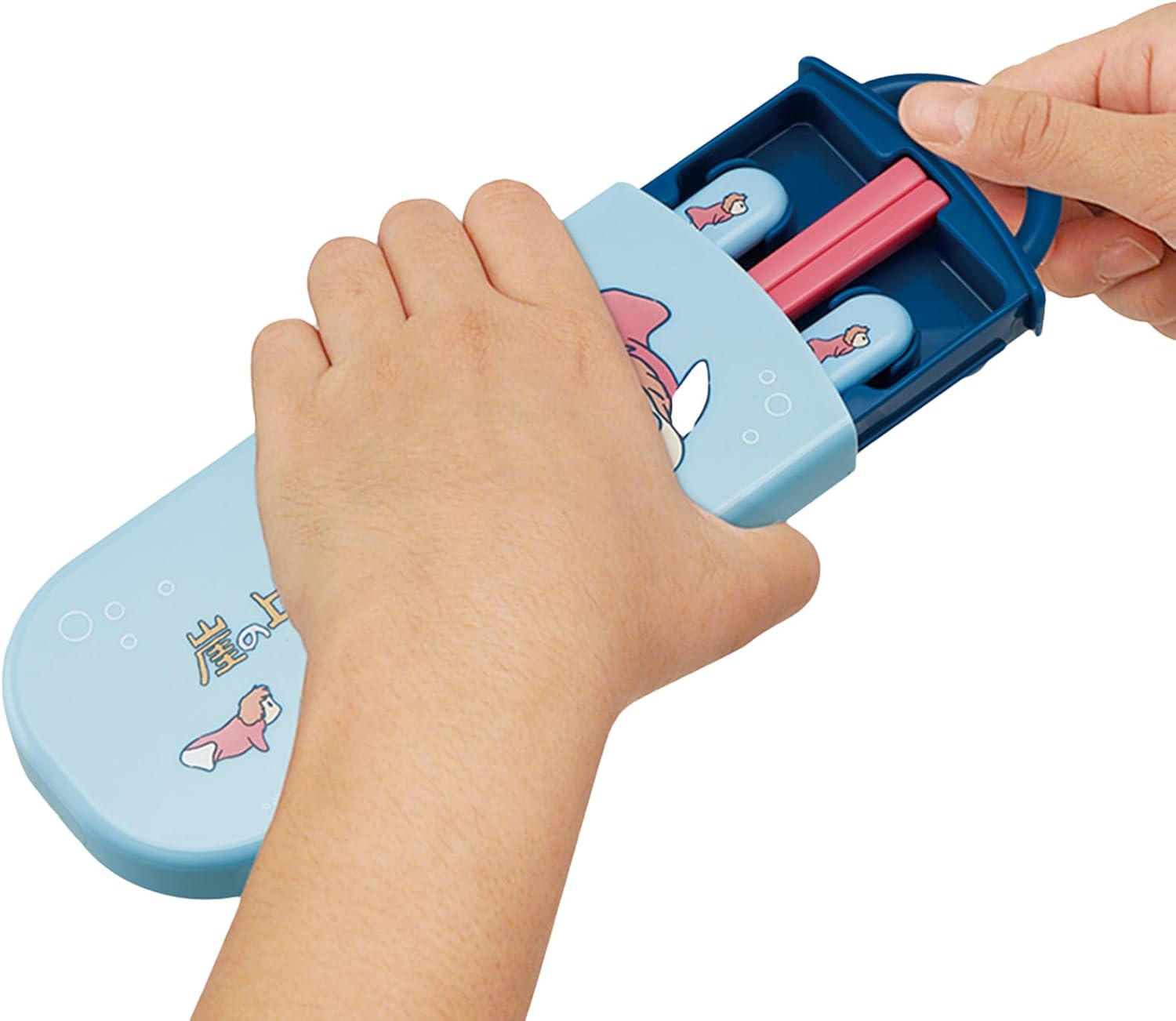 Ponyo Utensil Set - Includes Reusable Fork, Spoon, Chopsticks and Carrying Case - Authentic Japanese Design - Durable, Dishwasher Safe - Ponyo and Ponyo's sisters