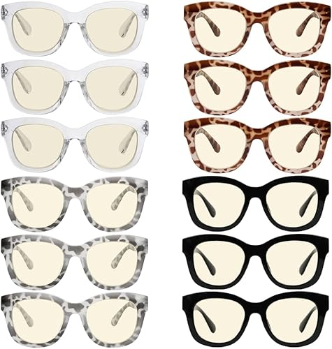 Miniatura 6 de Eyekepper Paquete de 4 lentes de lectura multienfoque progresivo de gran tamaño para mujer, bloqueo de luz azul, lectura de computadora, sin línea,