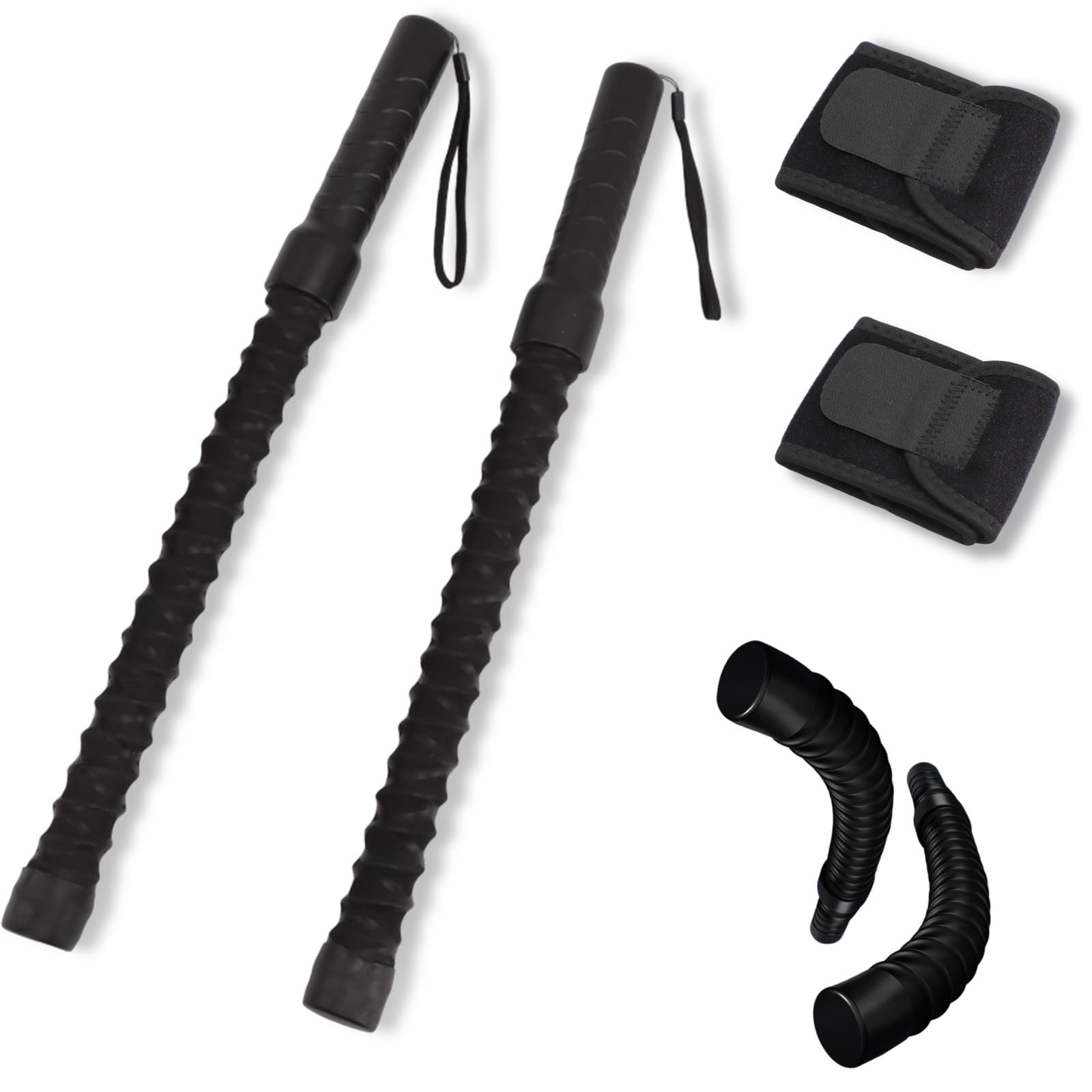2Pcs Ropeless Battle Ropes for Home Gym, Strength Training Heavy Duty Workout Ropes for HIIT, Indoor Outdoor Portable Exercise Equipment for Men Women (With 2Pcs Wrist Guard)