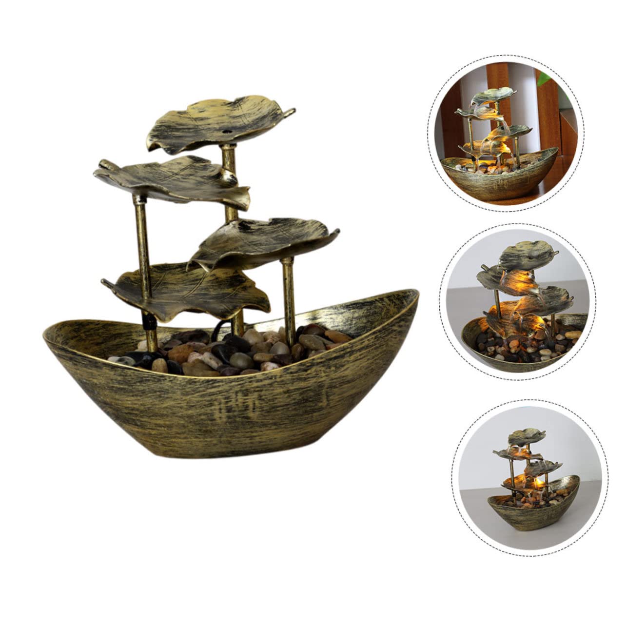 Cabilock Fontaine De Bureau Forme Lotus avec Éclairage LED Décoration Intérieur pour Salon Bureau Et Chambre
