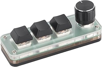 Heayzoki 3 Key Macro Pad, RGB Backlight OSU Keypad Mini Programmable Keypad, Multifunctional Shortcut Game Keypad USB Mechanical Keyboard with Knob for DIY Programming Gaming