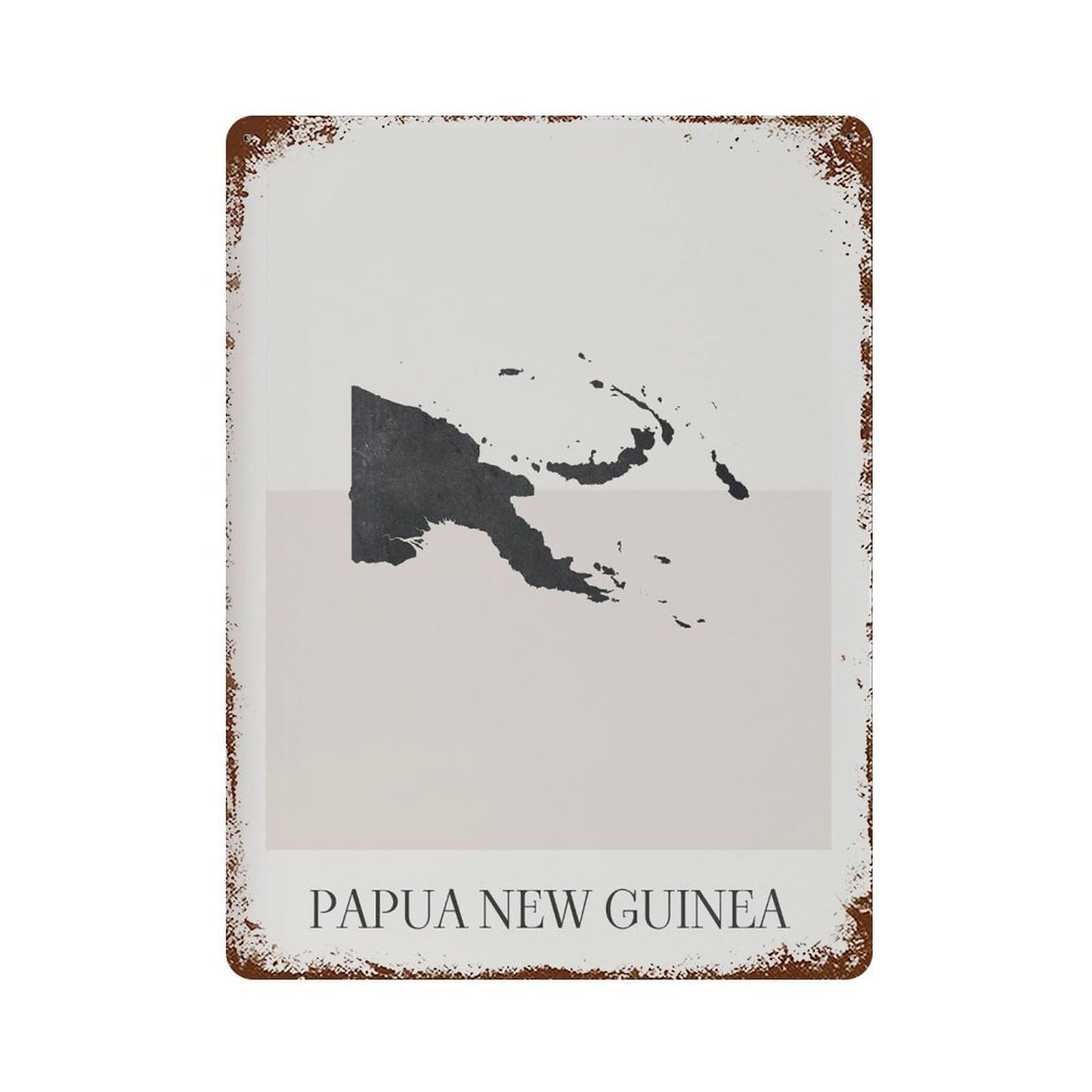 xiaoxiaoshen Papua New Guinea Map Minimalist Boho Decor Wall Decor Art Metal Tin Poster Modern Home Decor Art Home Bar Shop Decorations Vintage Sign 40x30cm