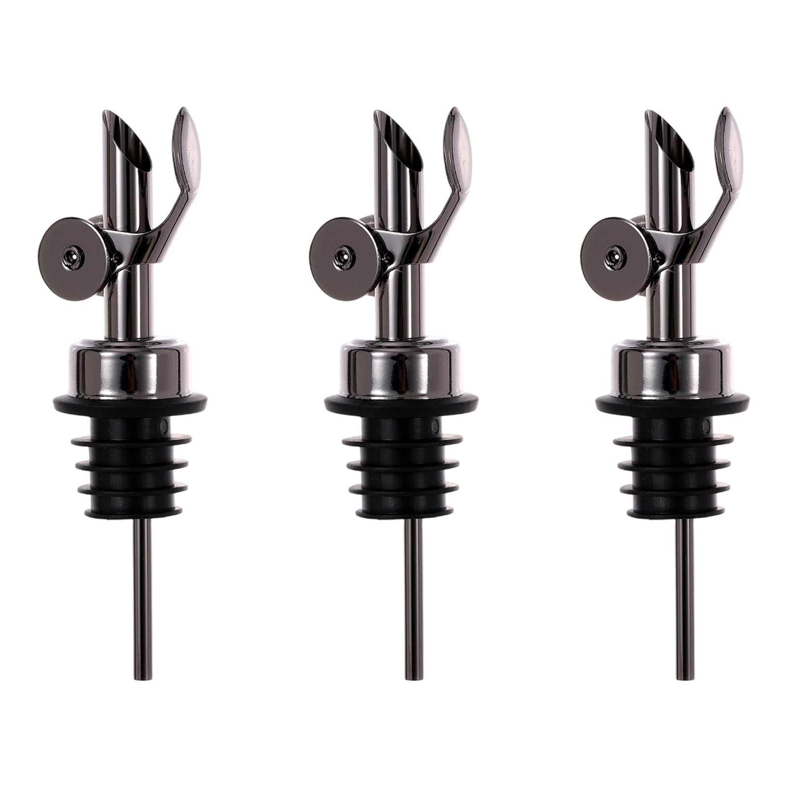 Msioytog Automatic Closing Wine Pour Spouts 3Pcs Nonrust Steel Oil Dispenser for Kitchens Pubs Generic Fit Drip Cover Automatic Wine Pourer Nonrust Steel