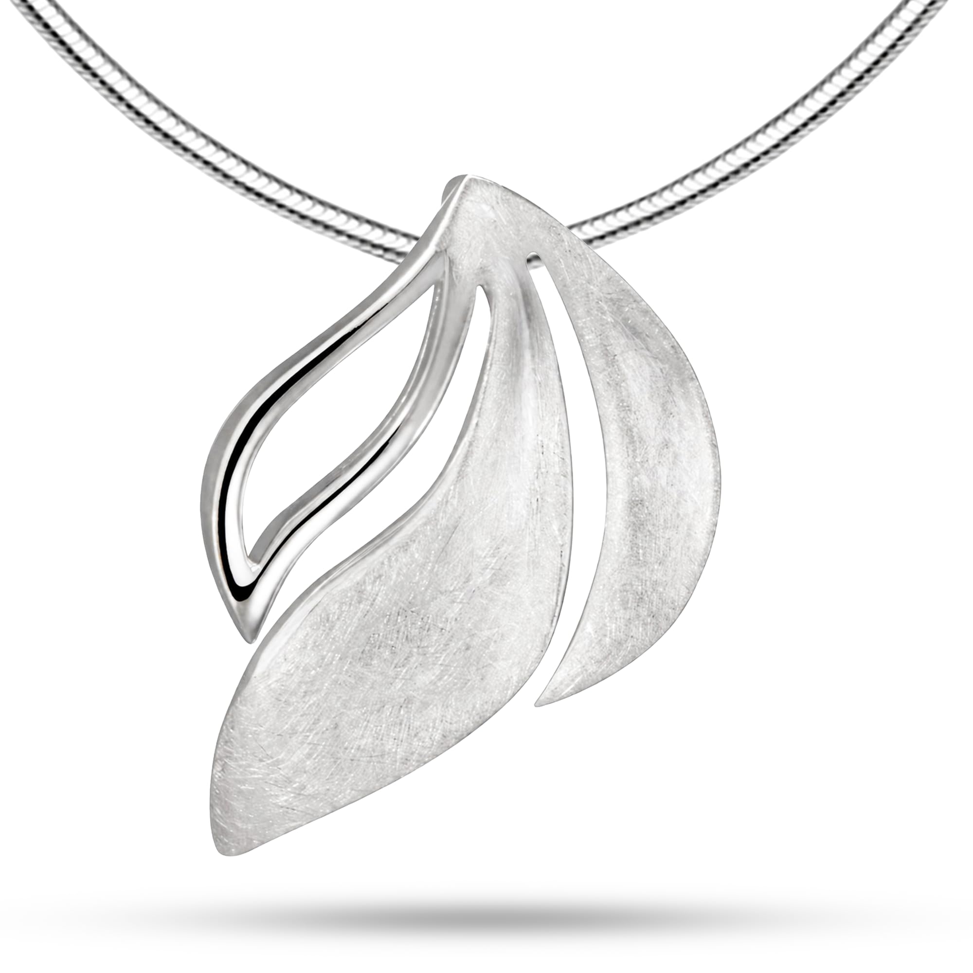 Vinani Blatt Anhänger mit Schlangenkette aus 925 Sterling Silber, ABOG-S