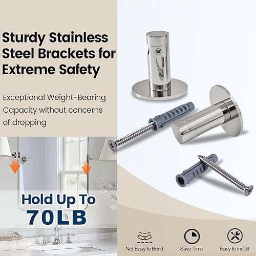 Miniatura 7 de Espejo de baño giratorio cromado, espejo de tocador de pared inclinable cromado, marco de metal rectangular redondeado solo verticalmente (total