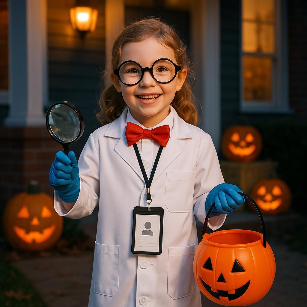Doctor Scientist Costume for Kids Pretend Play White Lab Coat with Accessories 3-12 Years… - Image 3