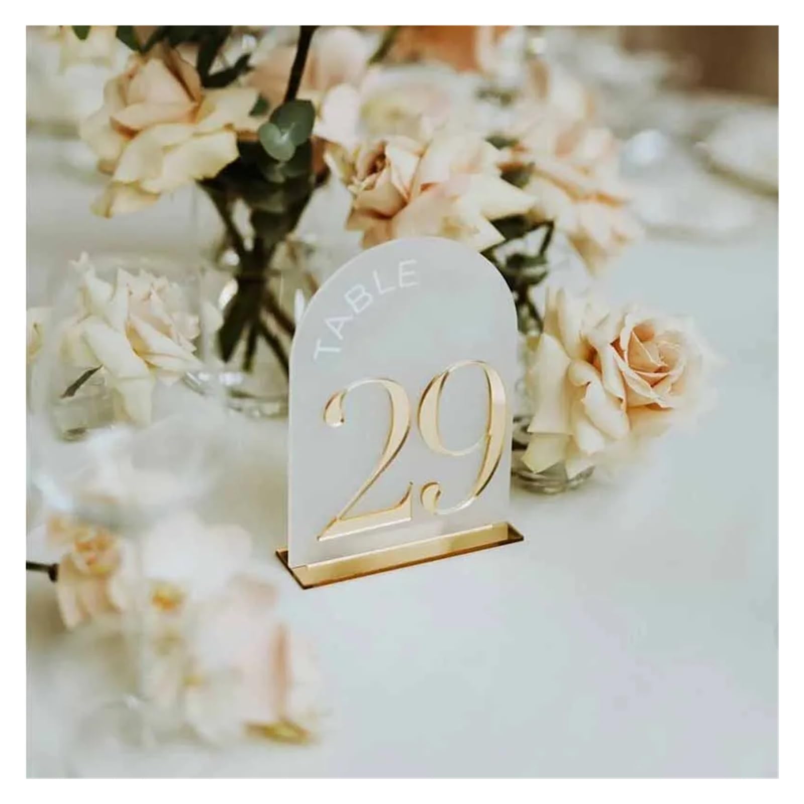 Kartenständer, Tischnummern in gewölbter Form – Goldene for Hochzeiten mit Ständern 3D-Tischnummern Dekoration for Hochzeitsempfänge(Table 1 30)