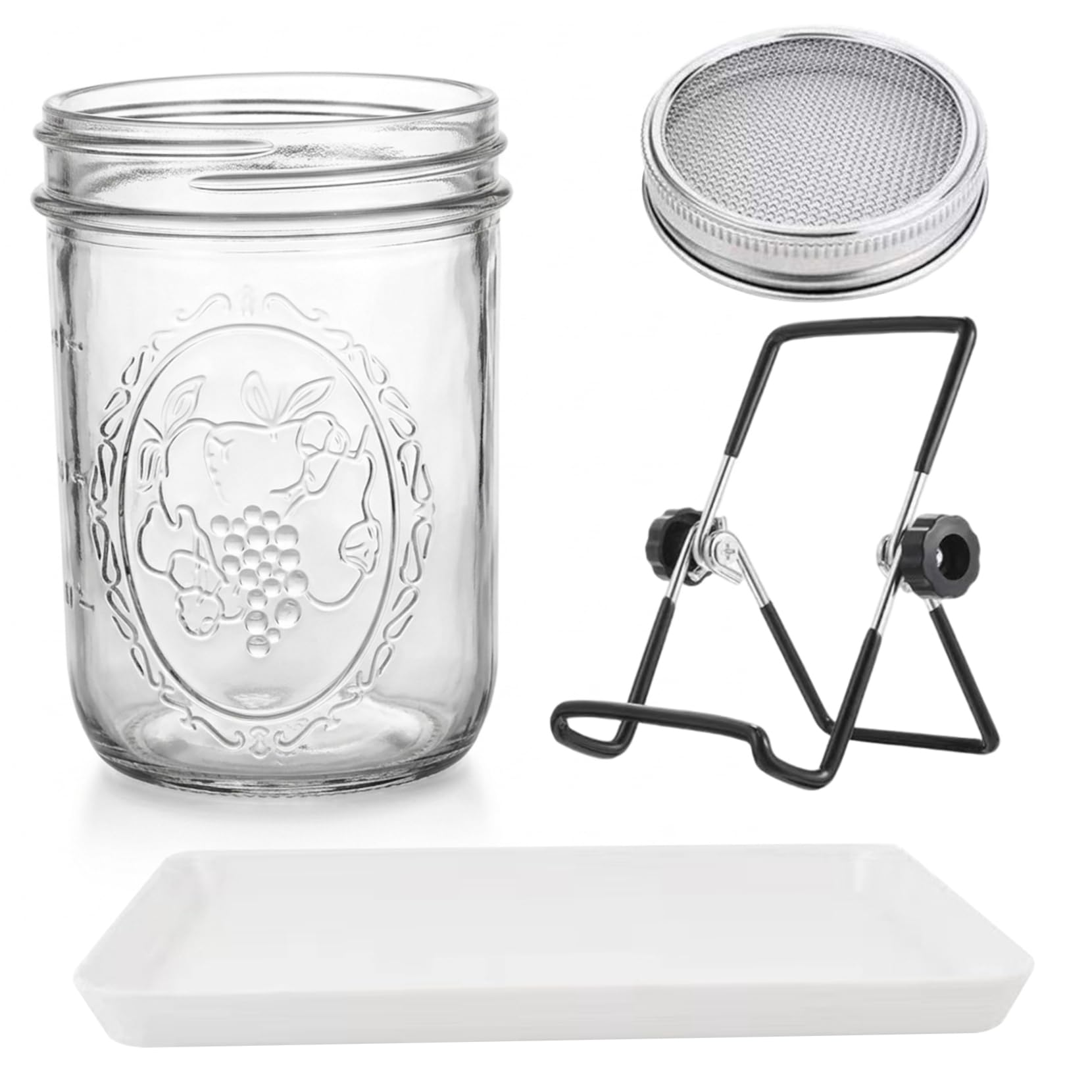 AwnsIMfreien Sprouting Jar Kit, 500ml Wide-Mouth Glass Sprout Jars with Stainless Steel Lid & Stand for Easy Sprouts Growing Kit, Complete Set for Bean & Seed Sprouting, green bean seeds