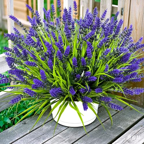 TSTWETO Artificial Plants Outdoor, 22 Pcs Fake Flowers UV Resistant