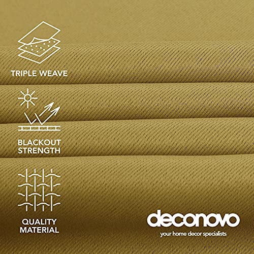 Image of Deconovo Blackout Grommet Top Window Coverings Thermal Insulated Light Blocking Curtains for Bedroom, 52x95 Inch, Olive Yellow