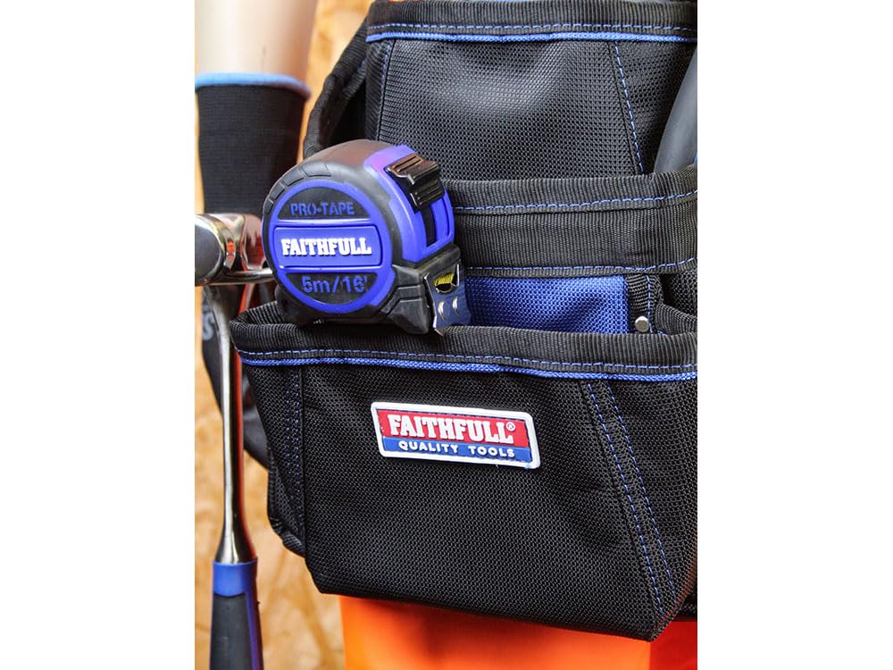 Faithfull Fasteners Pouch 2100d Nylon Multi Colour 250 x 310mm, Blue / Black - Image 3