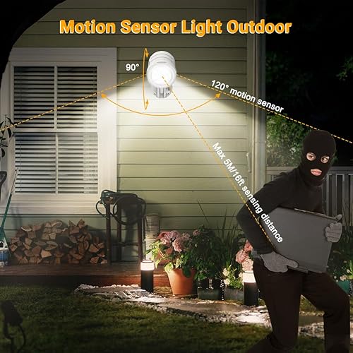 Miniatura 3 de ASOFTY Luz de exterior con sensor de movimiento, funciona con pilas, 6 LED de 1000 lúmenes inalámbricos con control remoto, IP65 impermeable 6000 K,