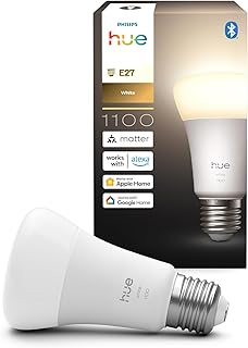 Philips Hue Smart LED A60 Bulb, Warm White Light 2700K, E27 Base, 9.5W, 1100 Lumens, Dimmable, Works with Alexa, Google As…