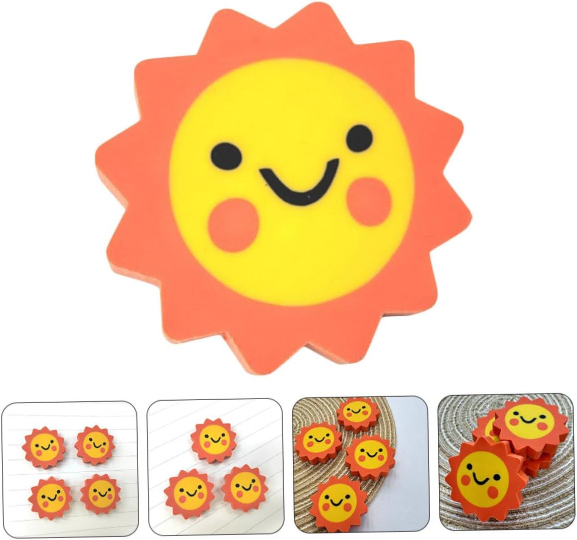50pcs Sunflower Pencil Eraser Tops Bulk Cute Small Erasers for Classroom Rewards School Supplies Party Favors