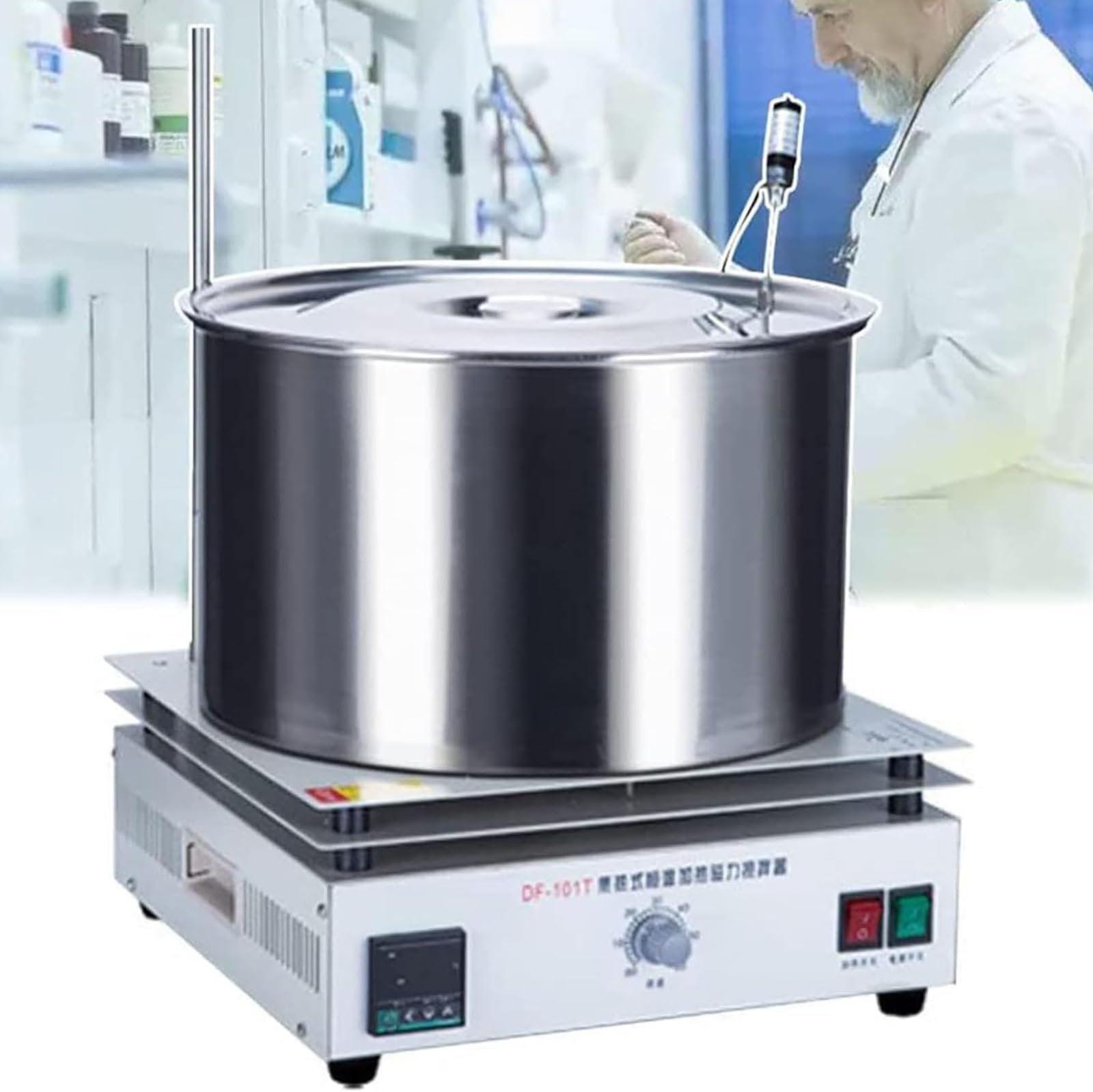 Laboratoryjny magnetyczny mieszadło gorące, garnek grzewczy 15 l z czujnikiem temperatury i stojakiem podtrzymującym, regulowana prędkość, powlekane ceramiką mieszadła laboratoryjne