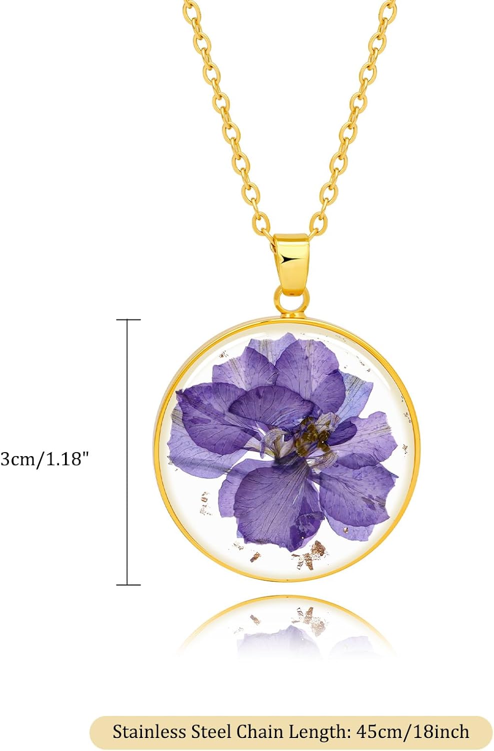 GolbalJew Birth Flower Necklace Handmade Month Floral Pendant Necklaces for Women - Real Pressed Flower Charm Jewelry, Personalized Birthday Gift - Image 5