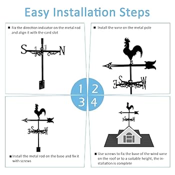 Girouette De Toit Durable Iron Weather Vane Animal Figure Practical Wind Direction Indicator Farm Scene Outdoor Garden Yard Professional Roof Decor Crafts Ornament Mot Weather Vanes For Outdoor