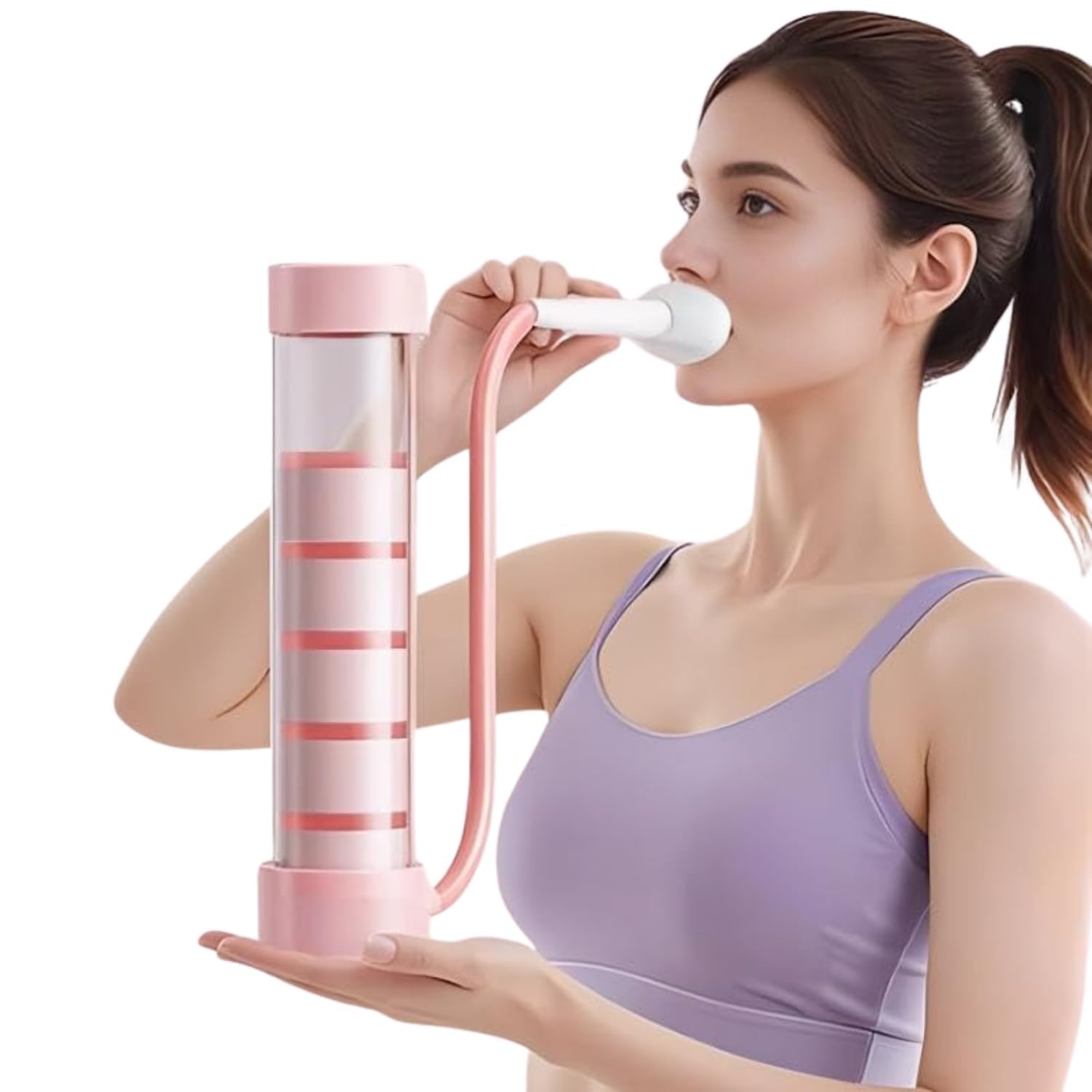 Breathing Dumbbell Lung Exerciser Respiratory Muscle Training Device for Deep Abdominal Breathing, Lung Capacity Support, Breath Control Practice & Pulmonary Fitness Tool (Pink)-picture-23