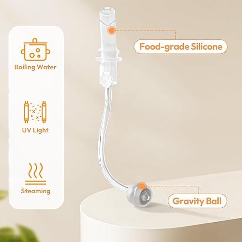 Miniatura 6 de NCVI Vaso con popote de acero inoxidable para niños pequeños de 1 a 3 años, vaso de entrenamiento con popote a prueba de derrames con asa, botella