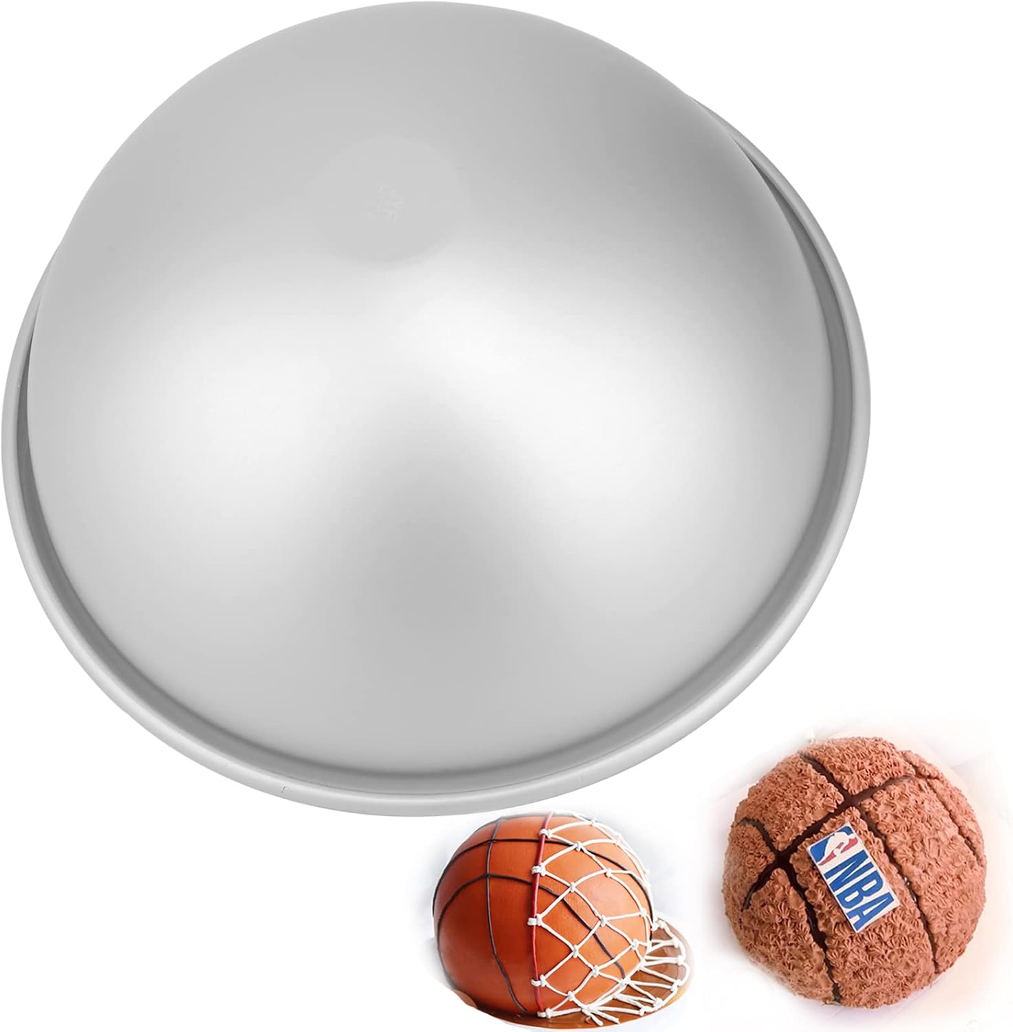8 Inches Hemisphere Football Cake Pan, 3D Soccer Half Ball Birthday Cake Pan, Aluminum Cake Mold Nonstick Baking Tool 8Inch Half Ball Cake Pan