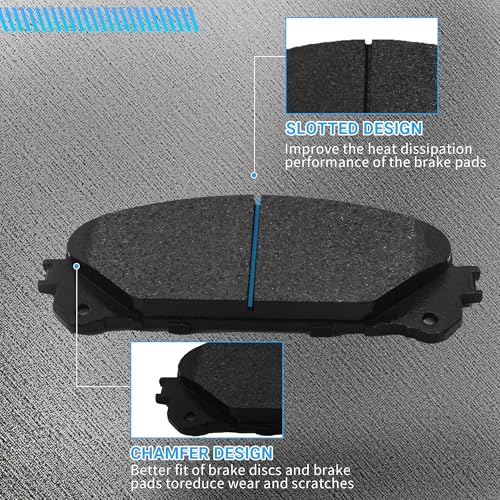 Image of Front Brake Pads Set Compatible with Le-xus NX200t NX300h NX350 NX350h RX350 RX450h RX450hL RZ450e, Toyota Avalon Camry Highlander Sienna bZ4X Brake Pads Semi-Metallic D1324