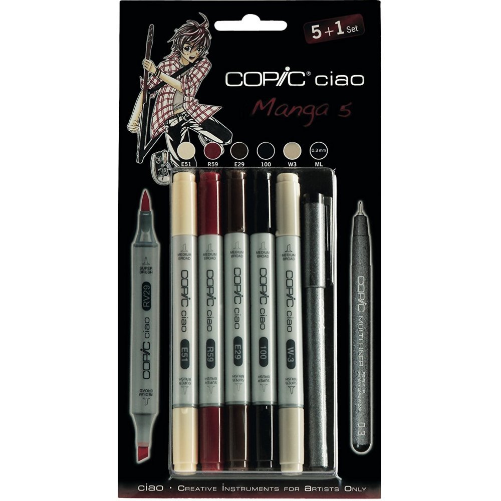 Copic - CIAO Marker & Multiliner Set - Manga 5 - Set of 6 - Multicolour