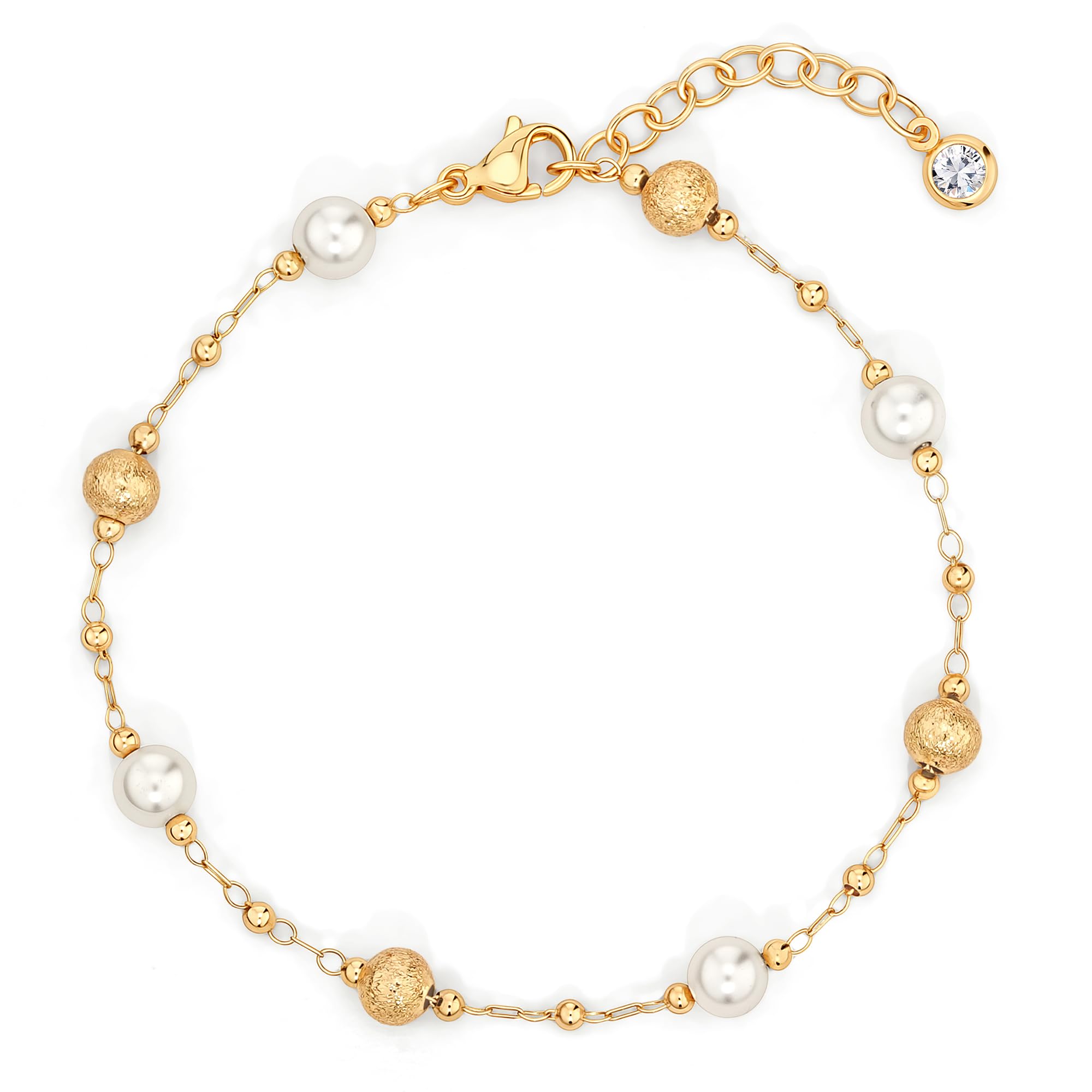 Jenosy Goldarmband für Frauen Armband mit gemischten Steinen 18 Karat vergoldet Handgefertigtes individuelles Perlenarmband