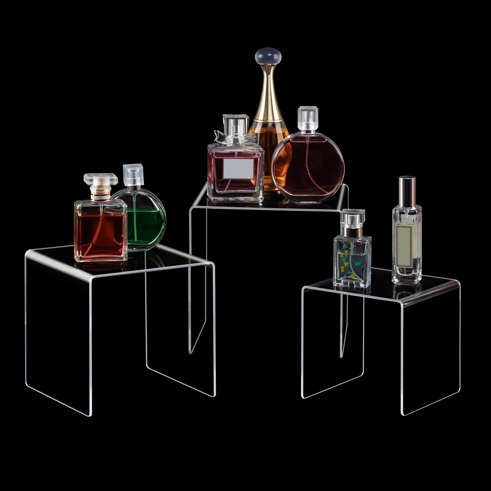 CECOLIC Lot de 2 Présentoir Acrylique Riser Transparent Petite Étagère CECOLIC Lot de 2 Présentoir Acrylique Riser Transparent Petite Étagère