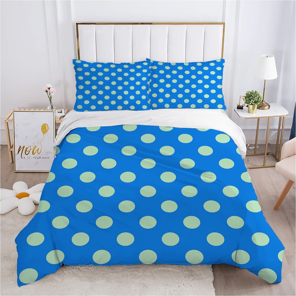 Funda Nordica Cama 150-220x240 cm Niños de Lunares Azules Juego de Fundas de Edredón de Suave Transpirable Microfibra con Cierre de Cremallera + 2 Fundas de Almohadas 50x75 cm