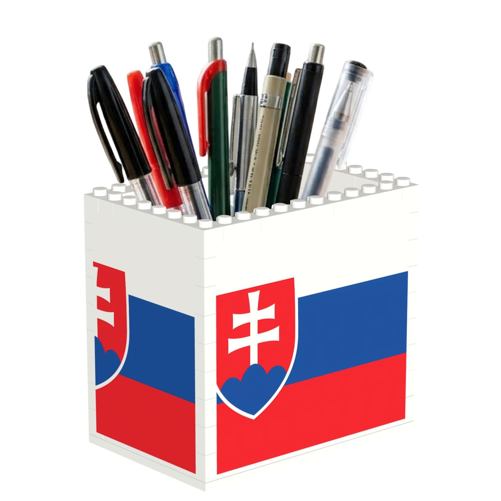 SXZVVBN Flag of Slovakia Building Block Desk Tidy ABS Organiser