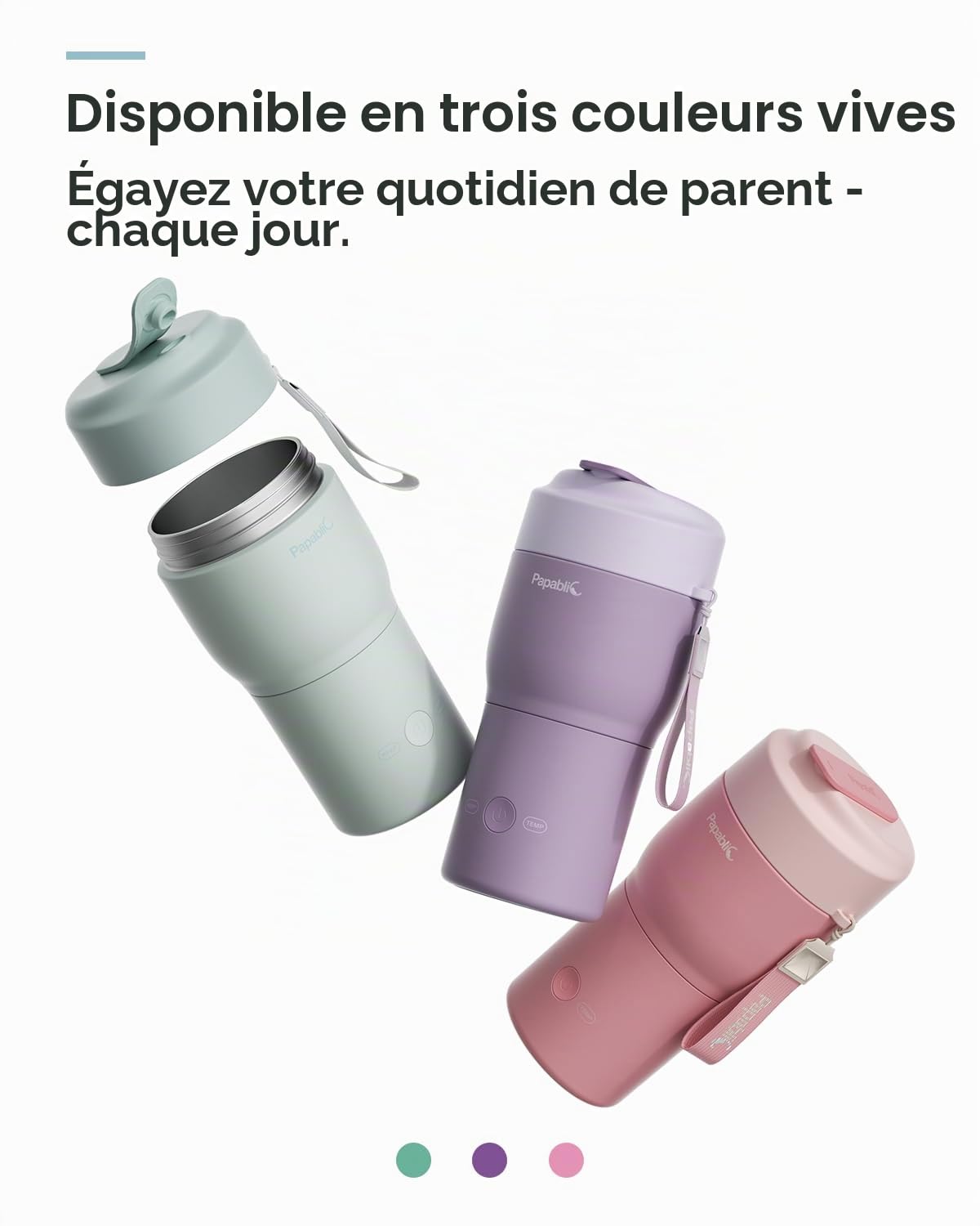 Papablic Chauffe-biberon portable Pro — Chauffage le plus rapide de 115 W, stérilisateur intégré, 8 flux par charge, 5 réglages de température et garde au chaud pour le lait maternel et la formule