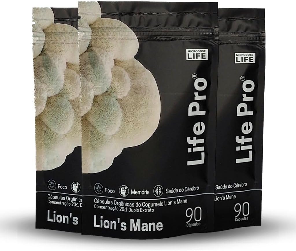 Kit 3 Extratos Lions Mane 90caps | Foco Concentração E Memória | Microdose Life