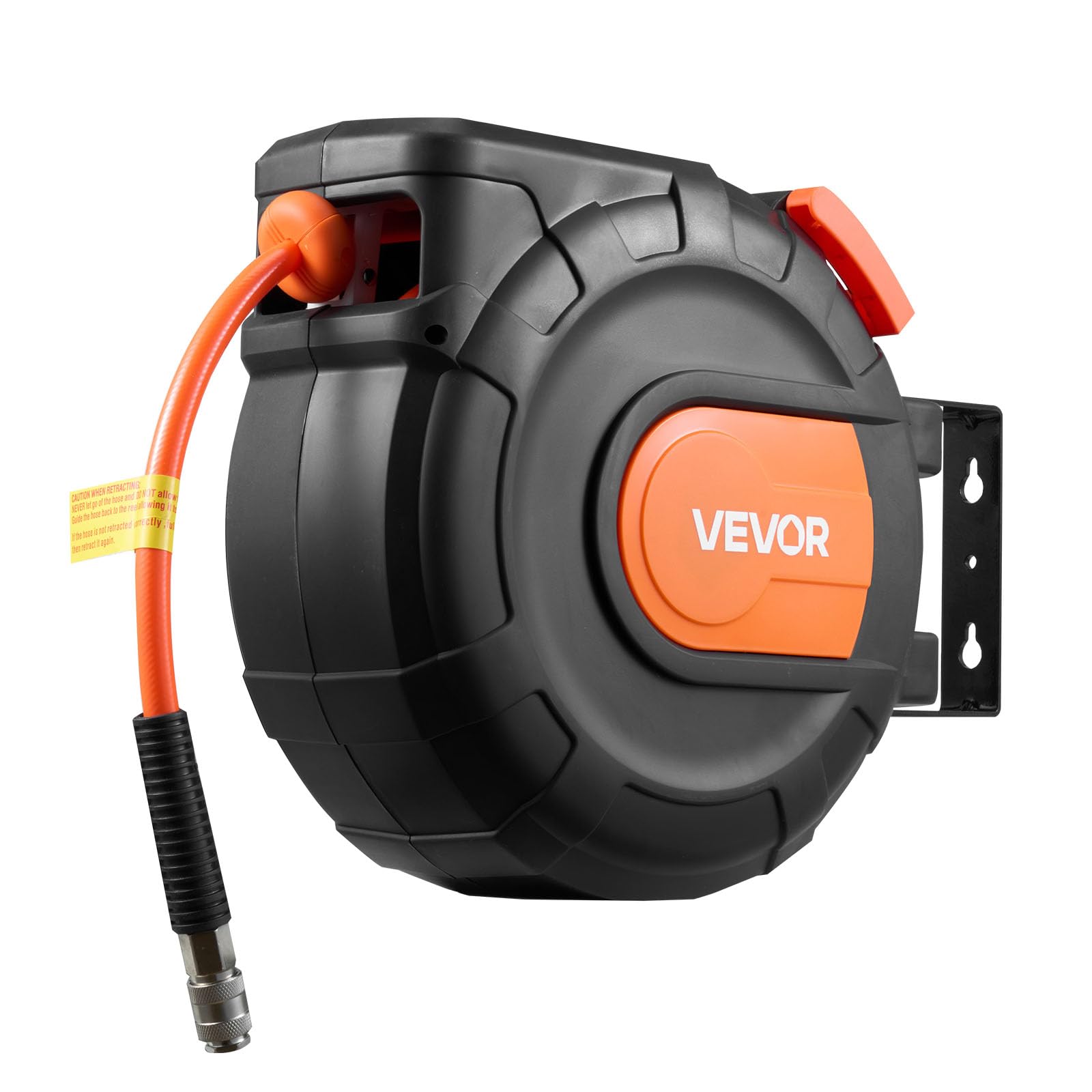 VEVOR Carrete de Manguera de Aire Retráctil 15 m x 9,5 mm, Manguera para Compresor de Aire Presión Máxima de 300 PSI, con Entrada de 1 m, Montaje en Techo o Pared Giratorio de 180°, para Garaje